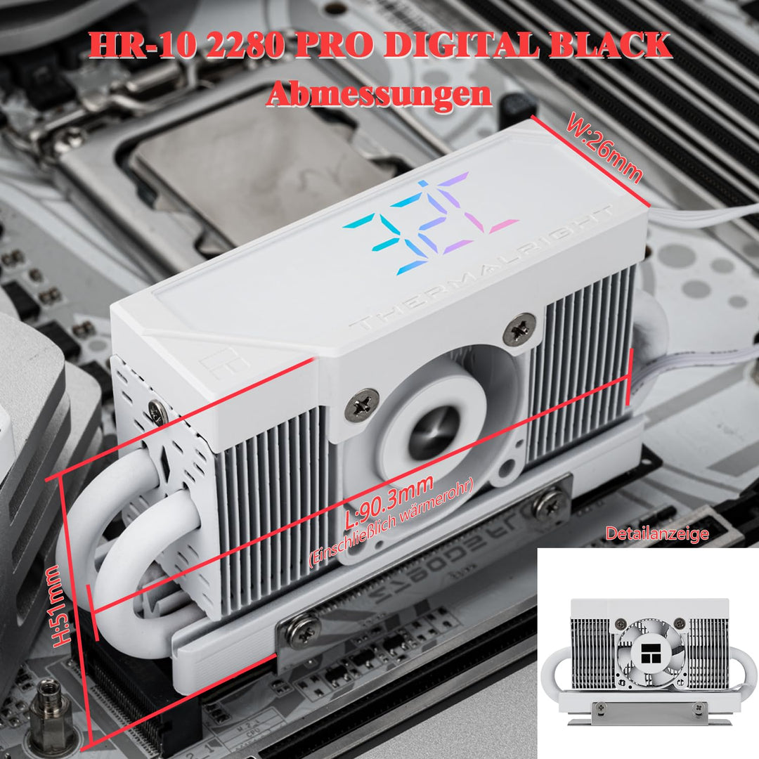 Thermalright TR HR10 2280 PRO Digital White-Precision Solid-State Drive Temperature Monitoring, 2280