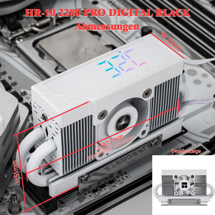 Thermalright TR HR10 2280 PRO Digital White-Precision Solid-State Drive Temperature Monitoring, 2280