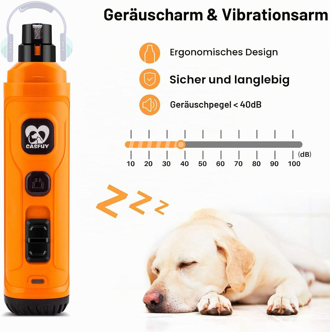 Casfuy Krallenschleifer für Hunde mit 2 LED-Leuchten – 2 Geschwindigkeiten, leiser, leistungsstarker