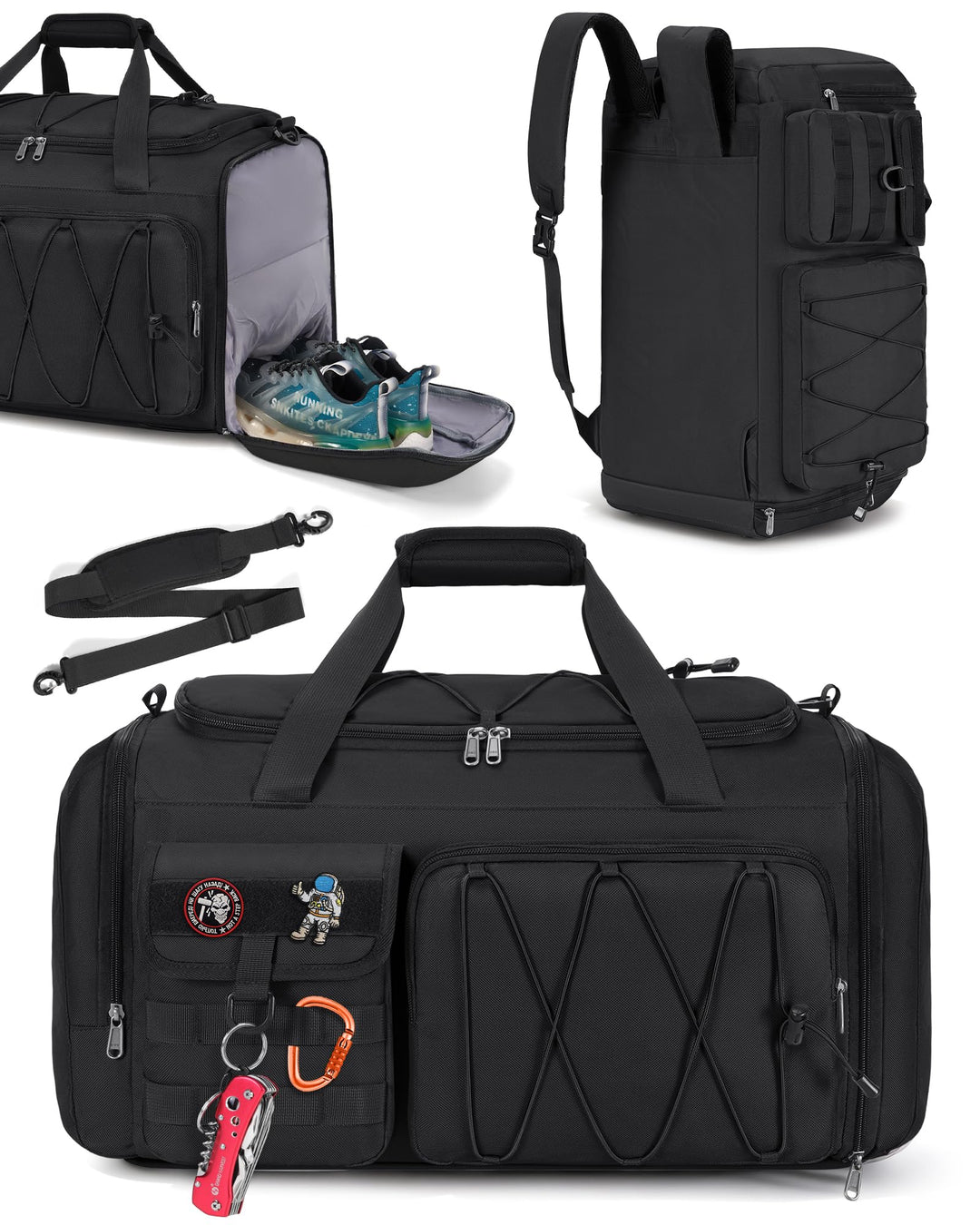 RAINSMORE 45L Sporttasche Herren Damen, 3-IN-1 Reisetasche mit Schuhfach Nassfach, Wasserdicht Gym D