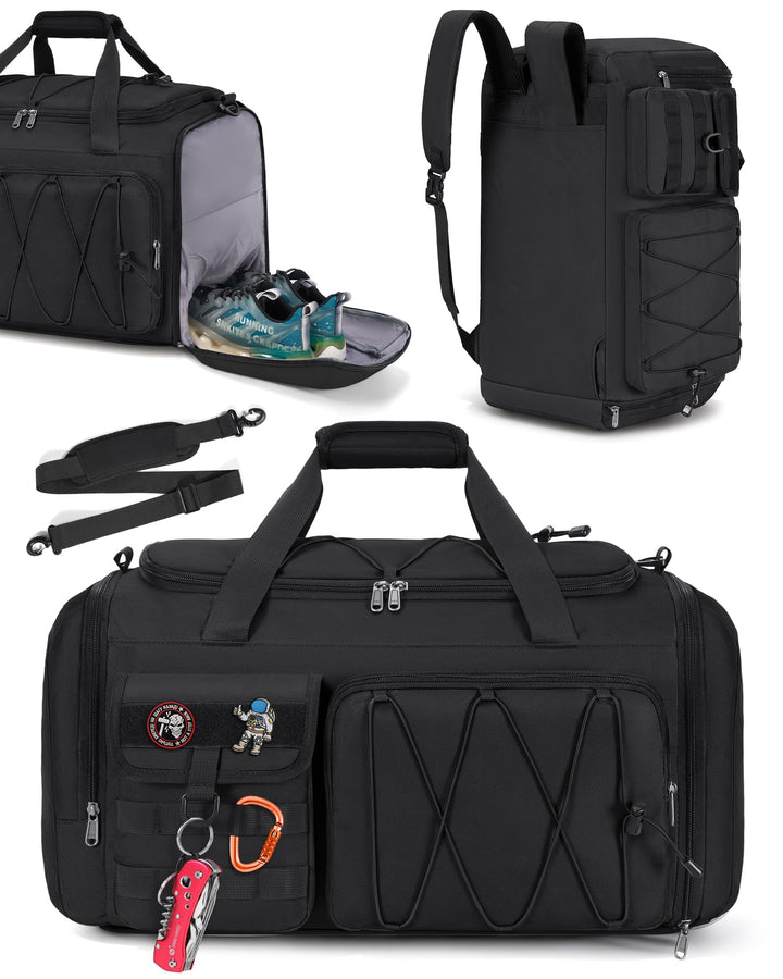 RAINSMORE 45L Sporttasche Herren Damen, 3-IN-1 Reisetasche mit Schuhfach Nassfach, Wasserdicht Gym D