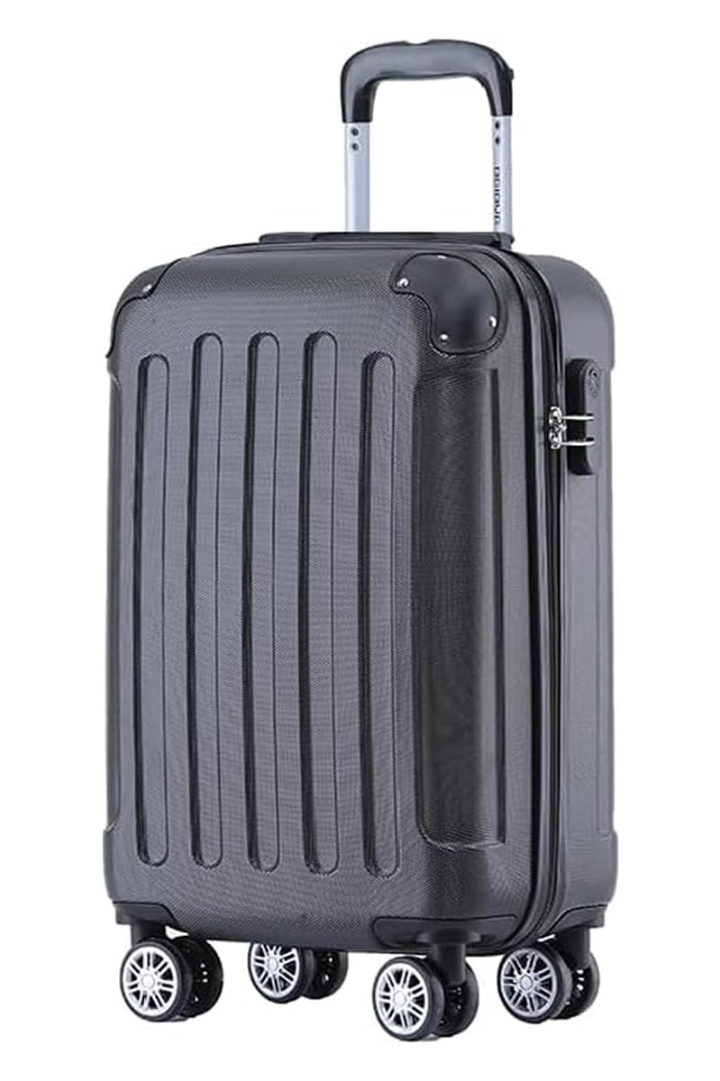 BEIBYE Hartschalen-Koffer Trolley Rollkoffer Reisekoffer Handgepäck 4 Rollen (M-L-XL-Set) (Schwarz,