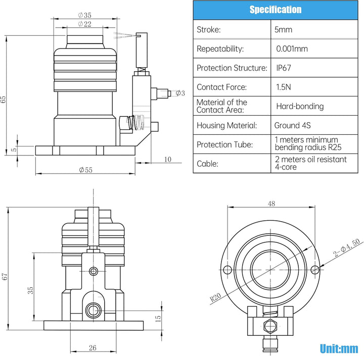 RATTMMOTOR CNC Werkzeuglängensensor, Z Achse Touch Werkzeugsensor Einstellungssonde High Precision F