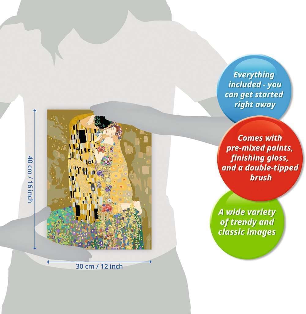 Ravensburger CreArt 23648 - Der Kuss (Gustav Klimt) - Malen nach Zahlen Erwachsene, DIY Malset mit P
