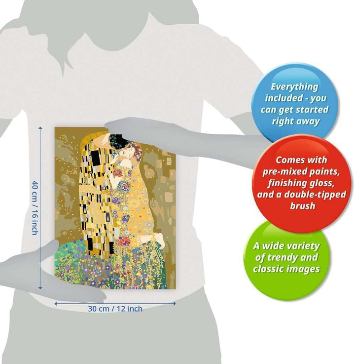 Ravensburger CreArt 23648 - Der Kuss (Gustav Klimt) - Malen nach Zahlen Erwachsene, DIY Malset mit P