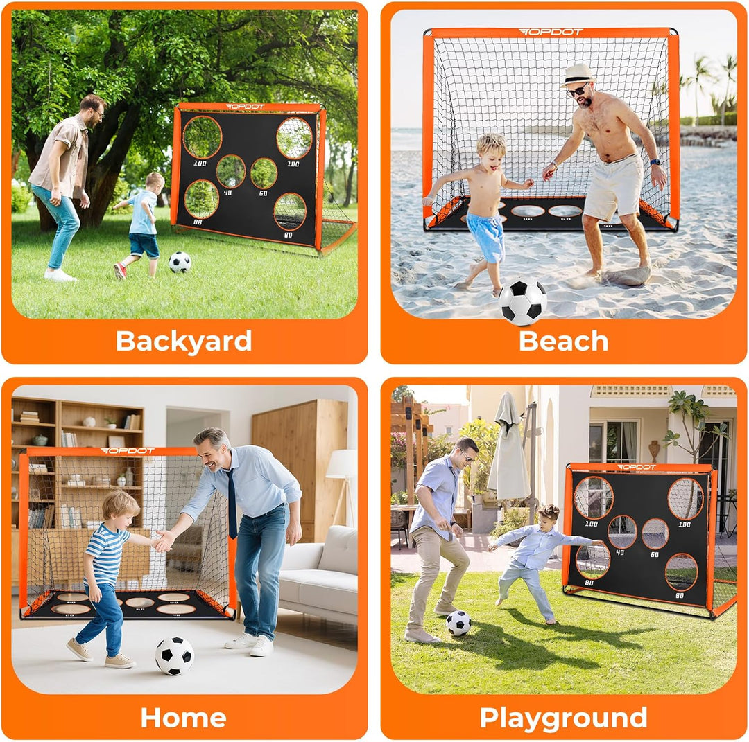 Topdot Kinder Fussballtore, 2-in-1 Fussballtor Faltbares Soccer Tor für Hinterhoftraining &amp; Aufblasb