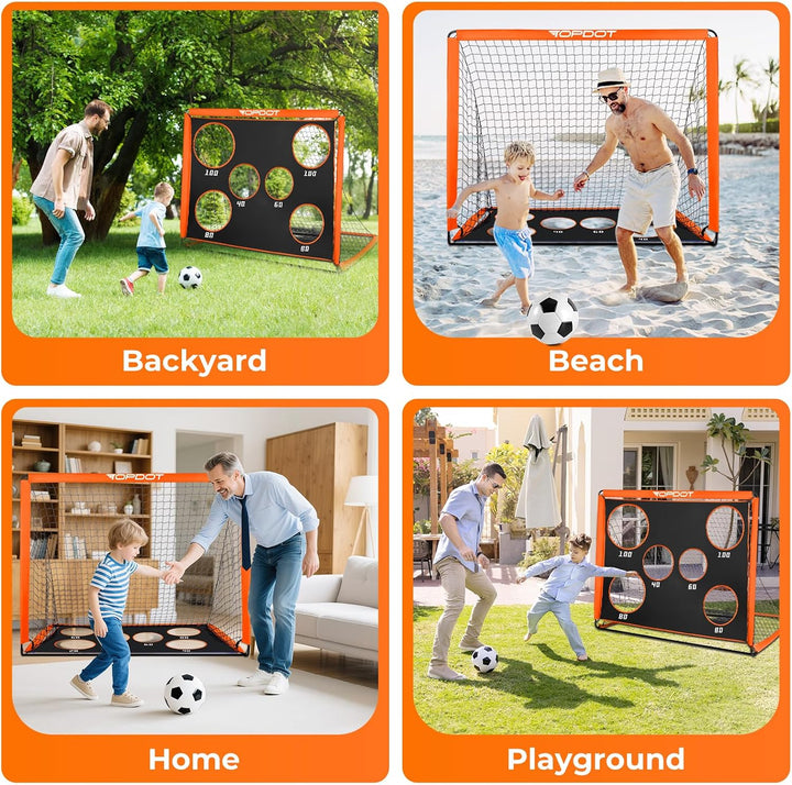 Topdot Kinder Fussballtore, 2-in-1 Fussballtor Faltbares Soccer Tor für Hinterhoftraining &amp; Aufblasb