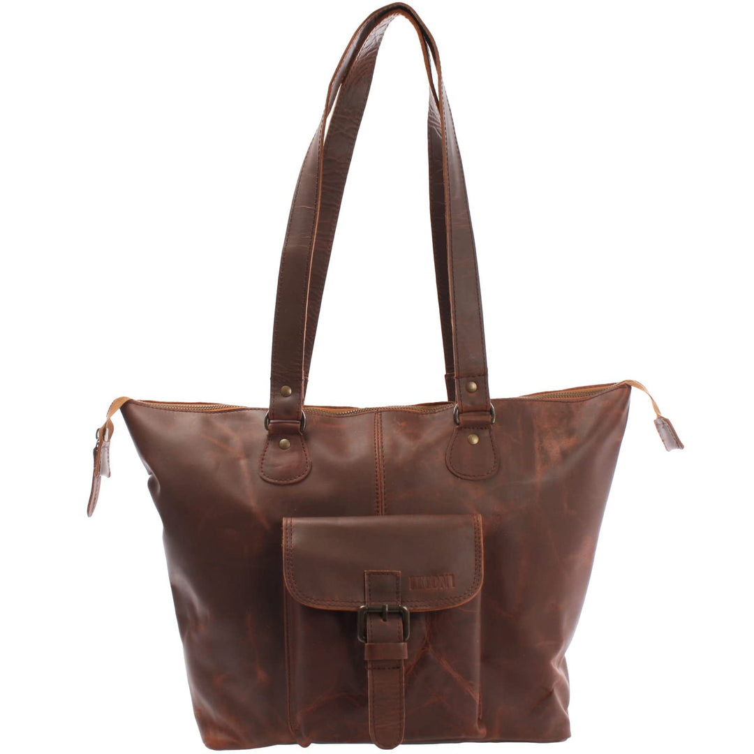 LECONI Shopper gross Henkeltasche Damentasche Rindsleder vintage Ledertasche Damen Schultertasche 38
