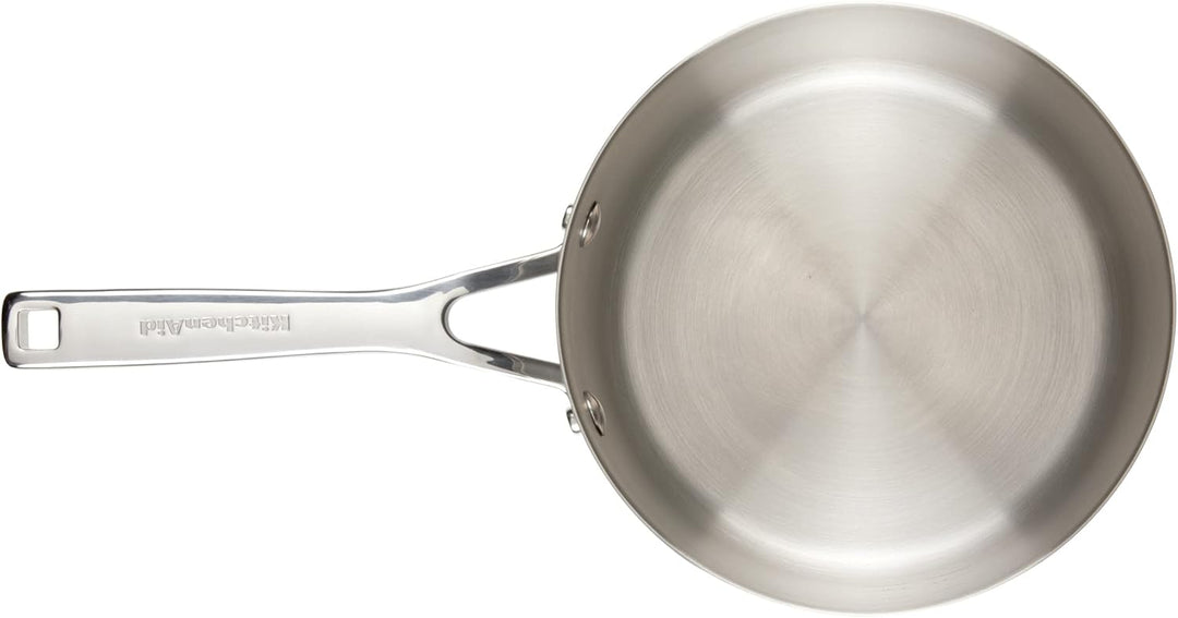 KitchenAid Stielkasserolle mit Deckel, 3-lagig, gebürsteter Edelstahl, 3 l Stielkasserolle (3 Quart)