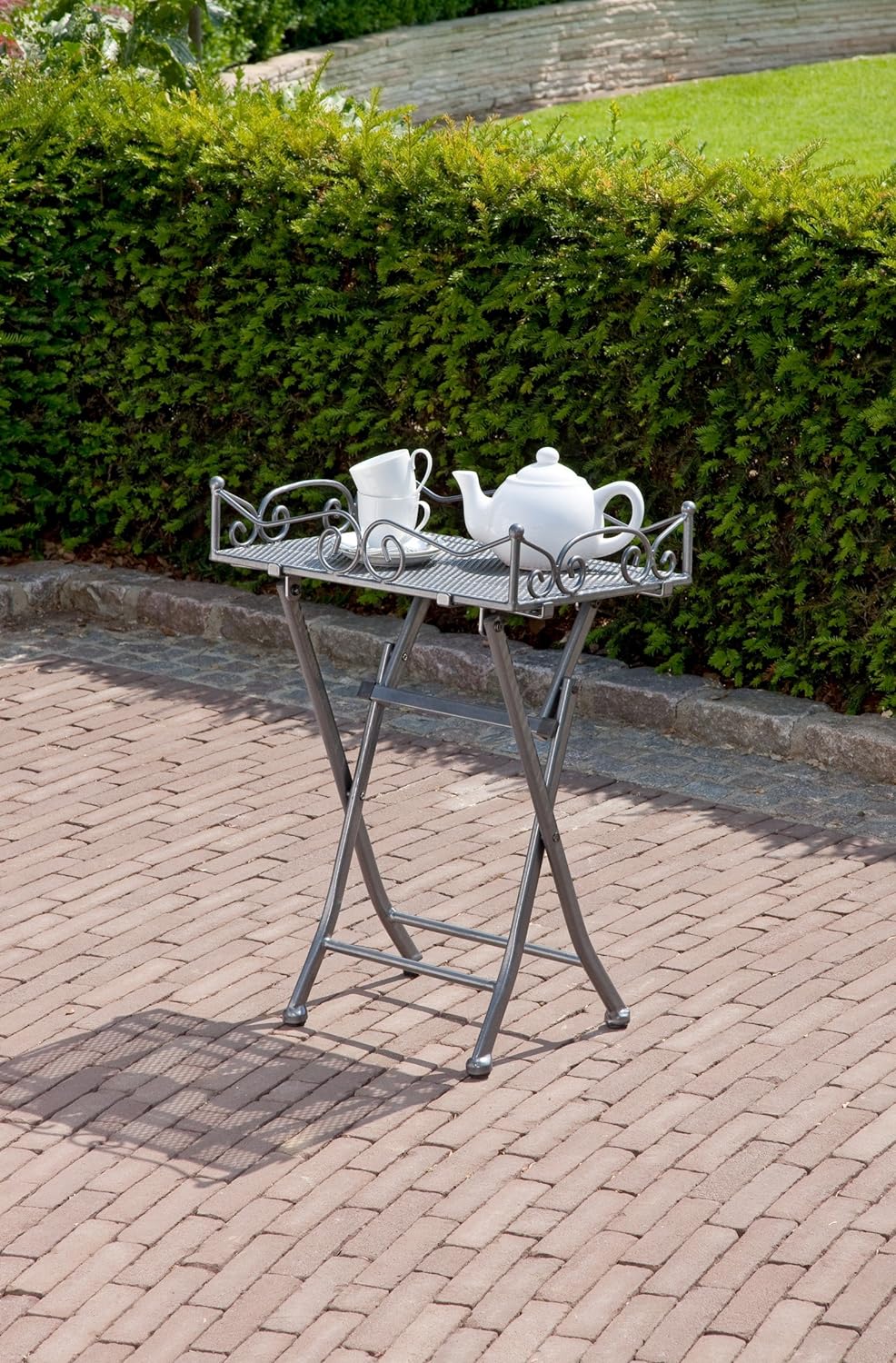 greemotion Beistelltisch Toulouse in Eisengrau, leichter Terrassentisch in edlem Design, Gartentisch