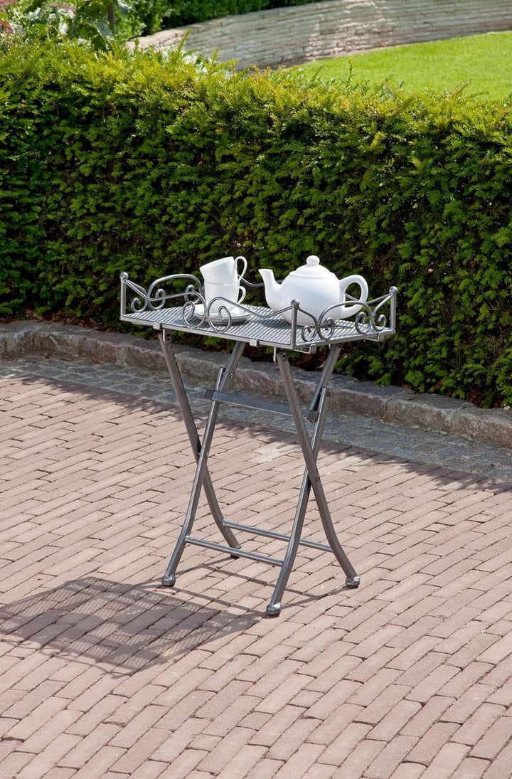 greemotion Beistelltisch Toulouse in Eisengrau, leichter Terrassentisch in edlem Design, Gartentisch