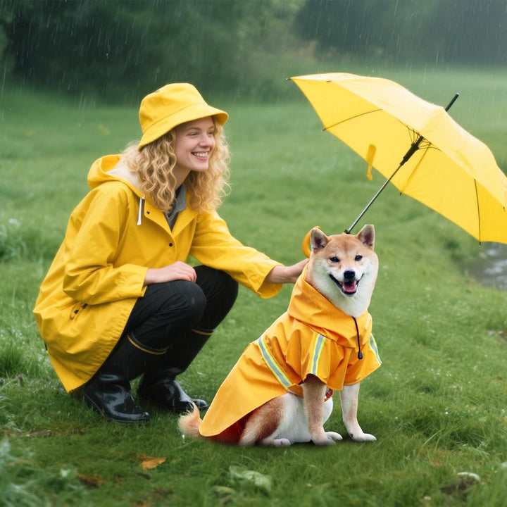 PETCUTE Hunderegenmantel mit Kapuze,Wasserdicht Hunde Regenmantel mit Reflektierenden Streifen,Verst