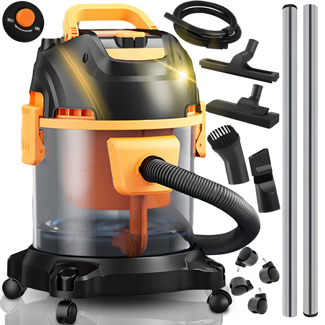 Retoo Nass-Trocken-Sauger 8m Arbeitsbereich, Staubsauger 2200W Radstaubsauger 2.5L, für Teppiche Pol
