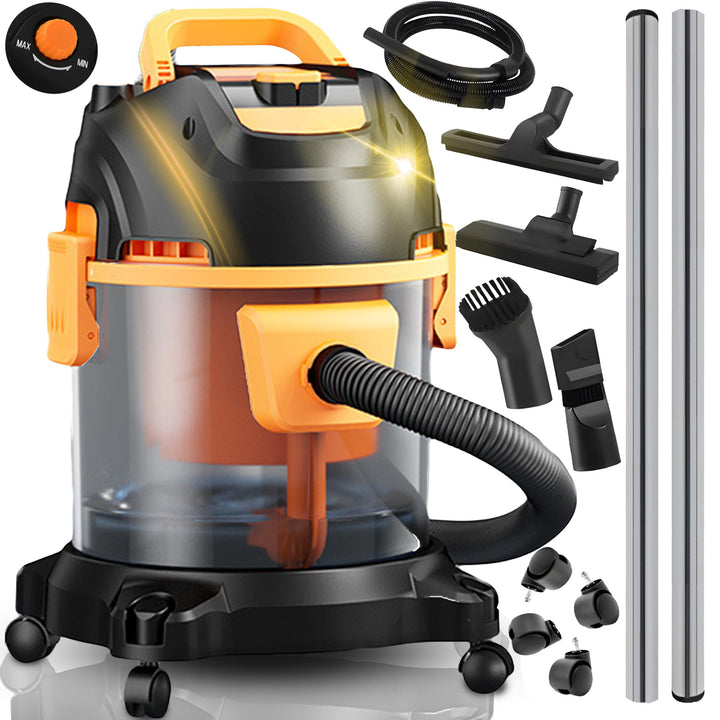 Retoo Nass-Trocken-Sauger 8m Arbeitsbereich, Staubsauger 2200W Radstaubsauger 2.5L, für Teppiche Pol