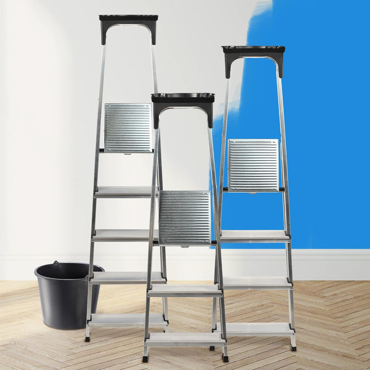 KADAX Aluminiumleiter, Stehleiter bis zu 125 kg, Stufenleiter, Klapptritt für Senioren, Alu-Sicherhe