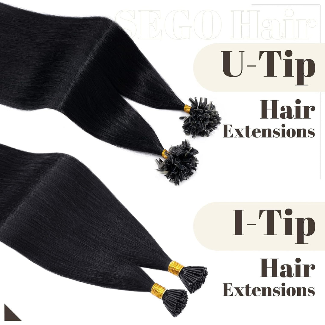 SEGO Bondings Extensions Echthaar 0.5g/Strähnen Haarverlängerung Keratin U-Tip Glue 100 Strähnen 100