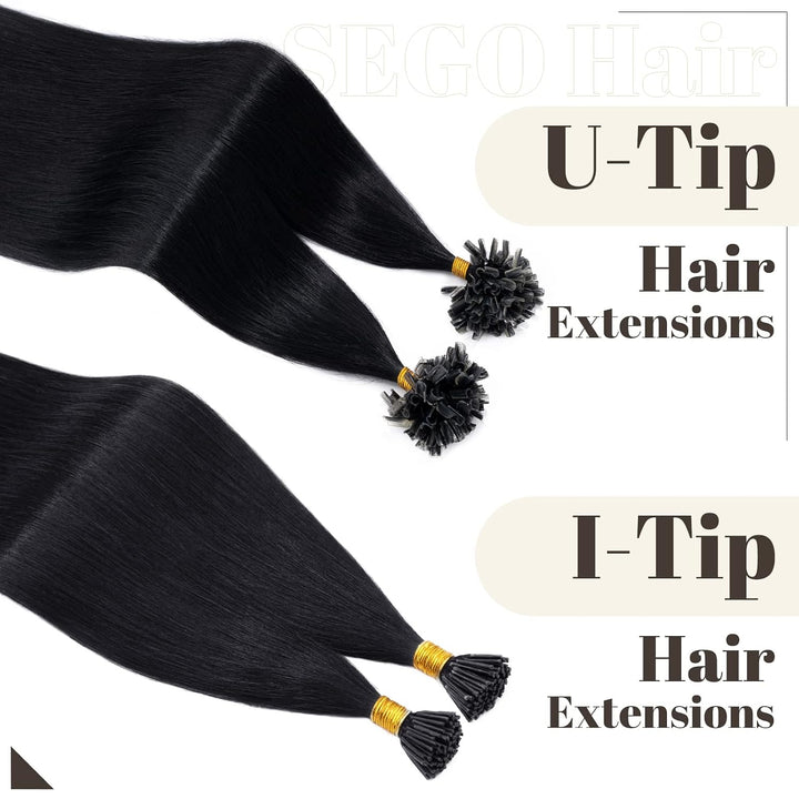 SEGO Bondings Extensions Echthaar 0.5g/Strähnen Haarverlängerung Keratin U-Tip Glue 100 Strähnen 100