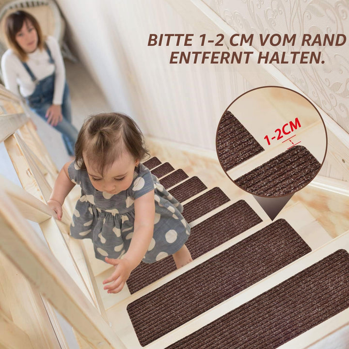 MBIGM 15er Set Stufenmatten 20 cm X 65 cm Treppenteppich Selbstklebend Sicherheit Stufenteppich für