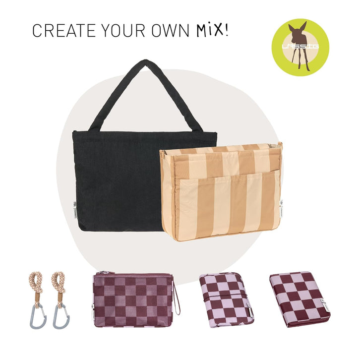 LÄSSIG Baby Wickeltasche Shopper mit Kinderwagenbefestigung/MIX Shopper Cord black Schwarz Cord, Sch