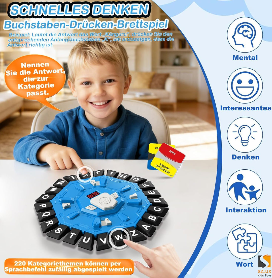 Wortspiel, Brettspiele für Kinder und Erwachsene mit 2 Modi, 24 Tasten Buchstaben Drücken Familiensp