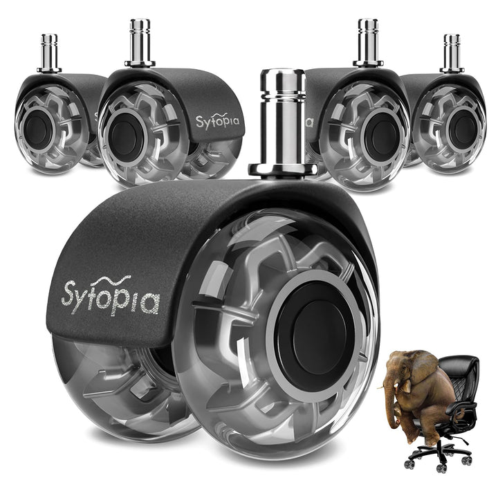 Sytopia Bürostuhl Rollen, 5er Set Rollen für Bürostühle, 11x22mm Hartbodenrollen für Bürostuhl Stuhl