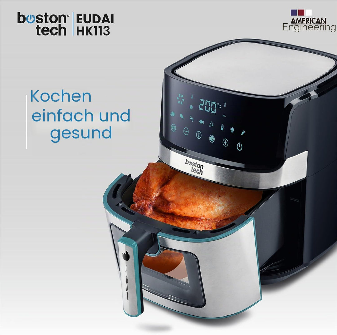 EUDAI Fritteuse ohne Öl, 6,5 l, Luftfritteuse mit Fenster, 8 Programme, LED-Display, Touch-Steuerung