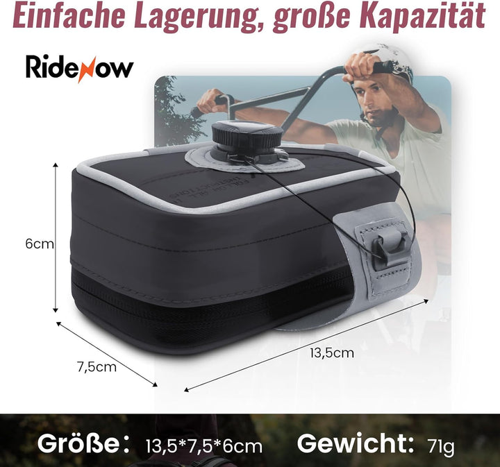 RIDENOW Fahrrad Satteltasche Fahrradtasche aus recycelten TPU-Schläuchen & Gummischläuchen, mit BOA-
