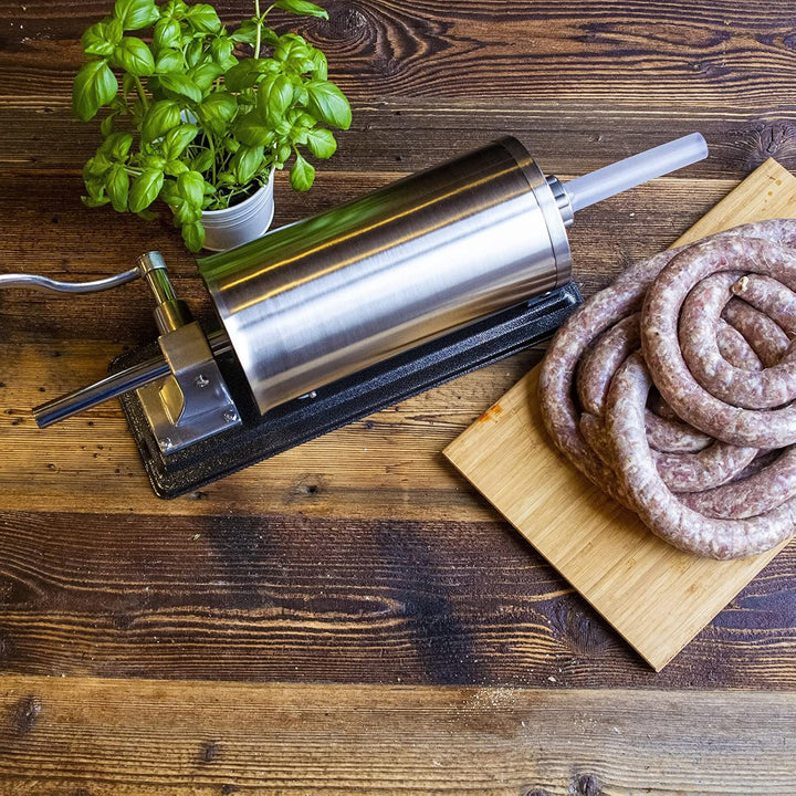BROWIN® Manuell Wurstfüller aus Edelstahl 311005 | 5 kg horizontale Wurstmaschine | Wurstfüllmaschin