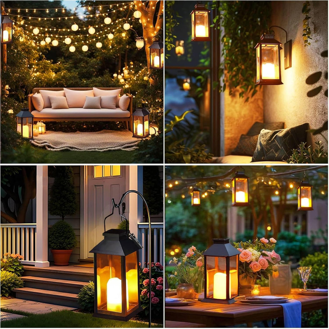 Yowin Solarlaterne für Aussen 2 Stück Solarlampen Garten mit Flammeneffekte Kerze, Hängend Solar Lat