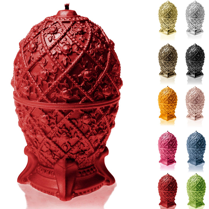 Candellana Kerze Mittleres Faberge-Ei Low Poly, Höhe: 16 cm, Handgemacht in der EU (Red), Red