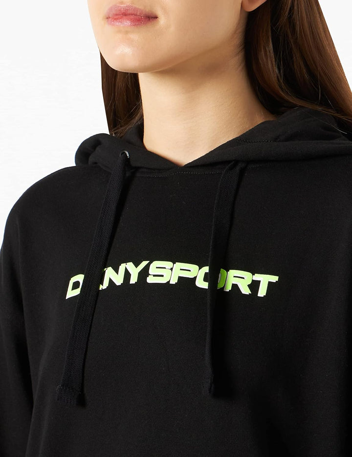 DKNY Damen Sport Women's Layered Shadow Logo Pull Over Hoodie Shirt XS Schwarz, XS Schwarz