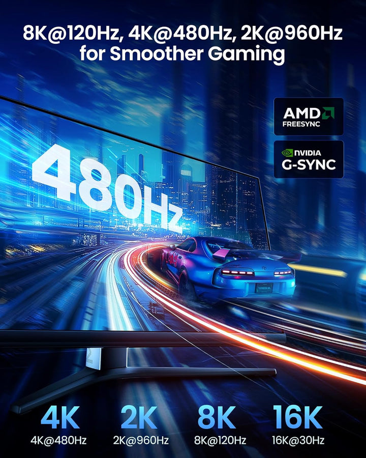 Silkland 54Gbps DisplayPort Kabel 2.1 3M [VESA-zertifiziert], 8K@165Hz 4K@500Hz/360Hz/240Hz DP 2.1 K