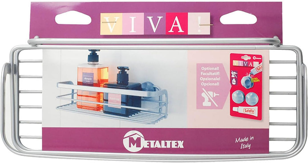 Metaltex 404804039 Viva Badablage rechteckig Polytherm, Edelstahloptik Rechteckiges Regal, Rechtecki