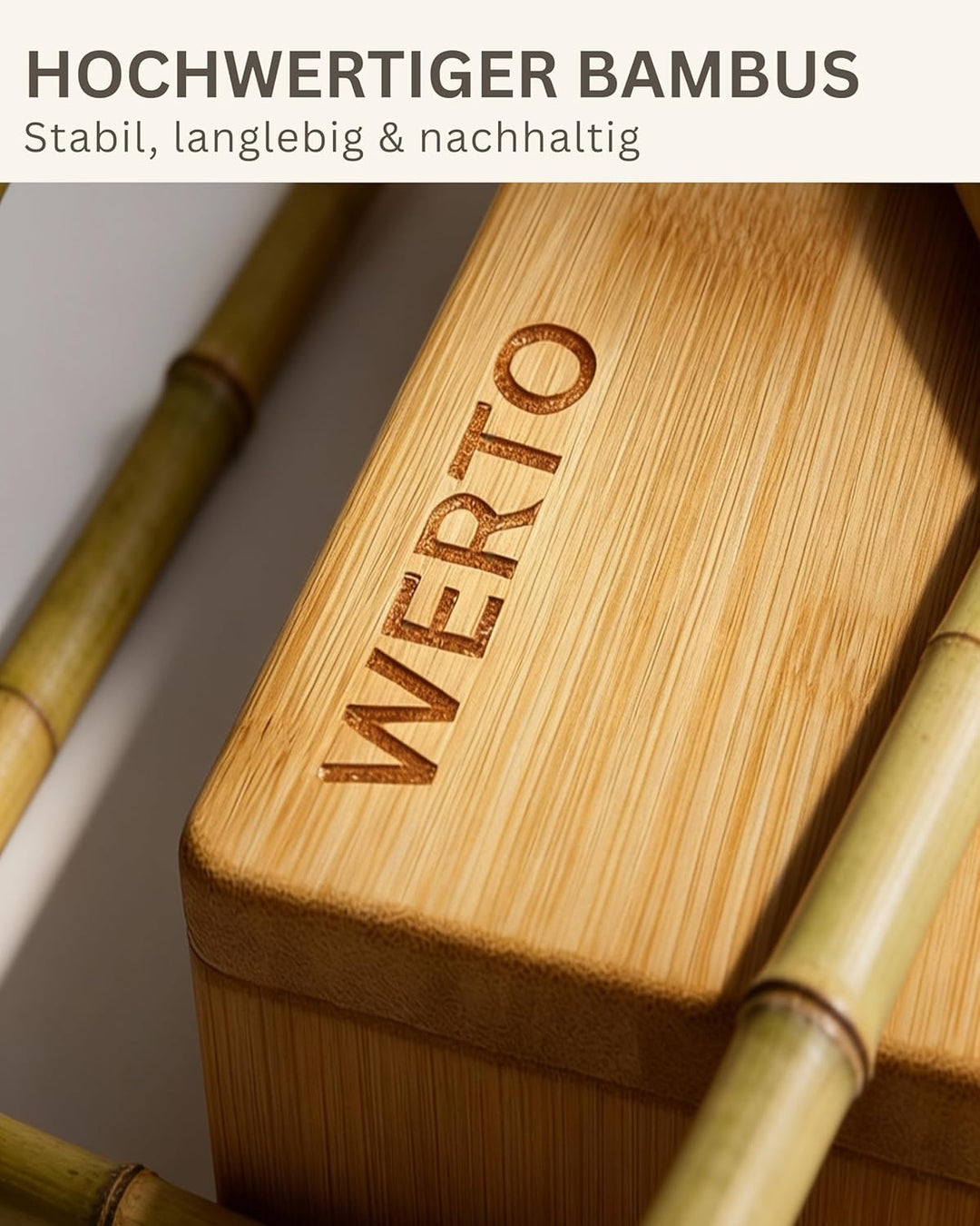 WERTO Toilettenhocker Klappbar aus Bambus-Holz - Ergonomischer Klohocker fürs Erwachsene - 𝗥𝘂𝘁𝘀𝗰𝗵𝗳𝗲𝘀