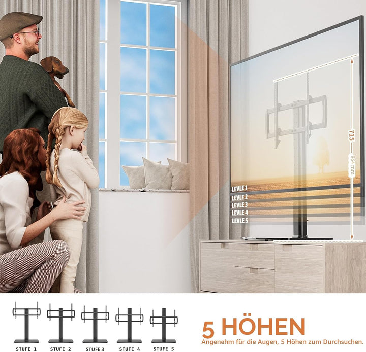 Universal schwenkbarer TV-Ständer/Tischfuss TV-Ständer 40 bis 86 Zoll TVs 110 Grad schwenkbar, 5 Stu