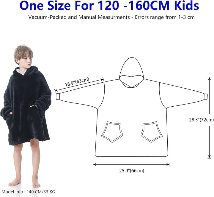 MOKANI ÜBergrossE Hoodie Decke Kinder mit äRmel Tragbare Kapuzenpullover, Super Weich Warmes Bequeme