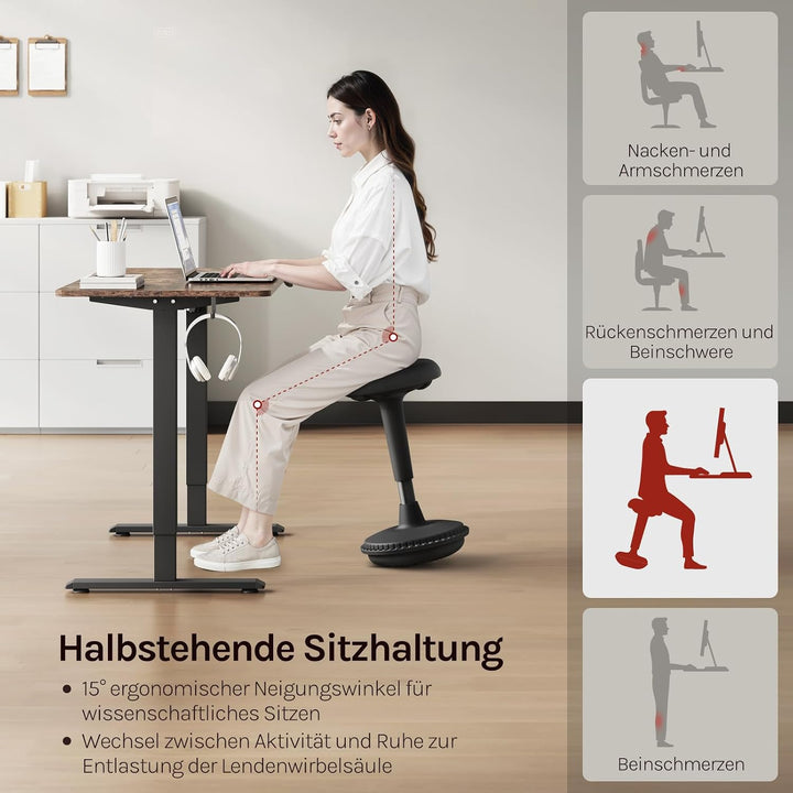 WOLTU Ergonomischer Stehhocker, 360° neigbarer Bürohocker, Schreibtischstuhl mit Breiter Anti-Rutsch