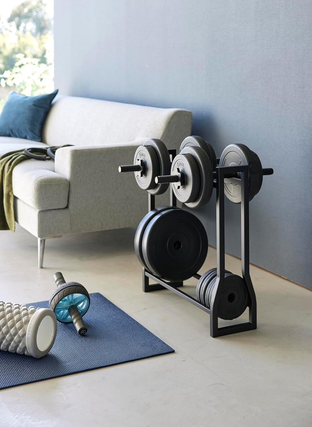 Yamazaki 1964 TOWER Dumbbell Rack, black, Steel/Silicone, 52 x 17 x 54.3 cm Schwarz, Schwarz