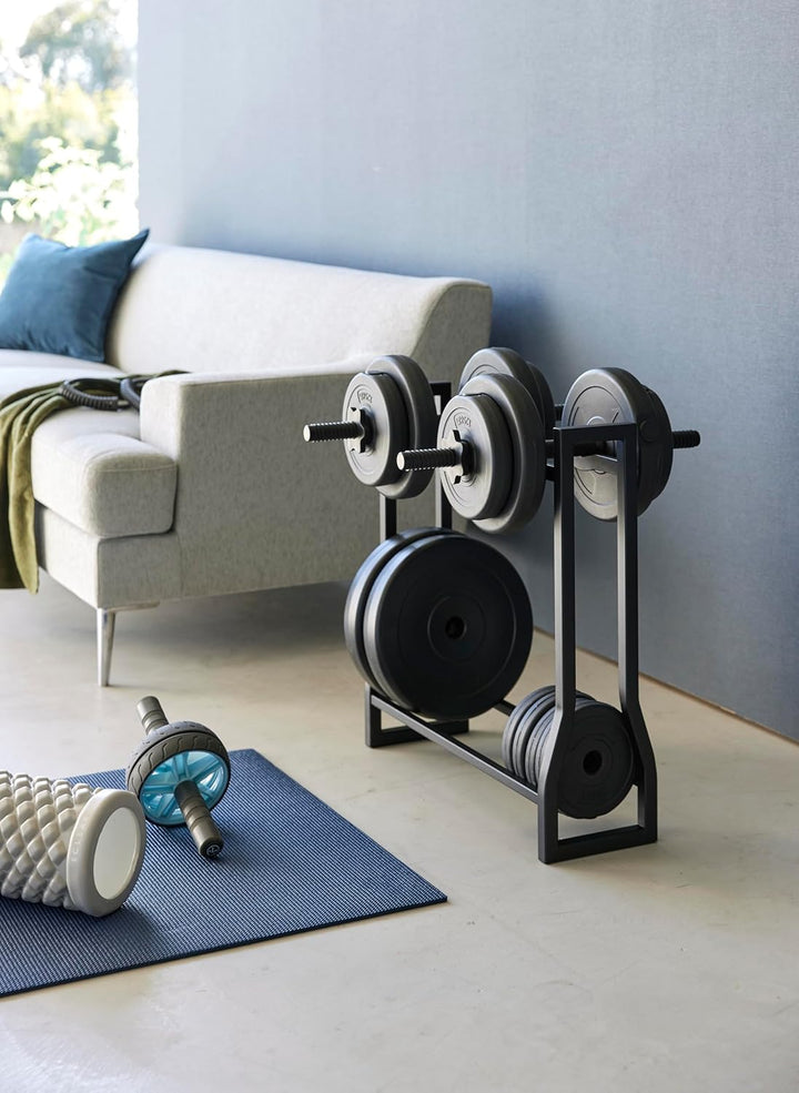 Yamazaki 1964 TOWER Dumbbell Rack, black, Steel/Silicone, 52 x 17 x 54.3 cm Schwarz, Schwarz