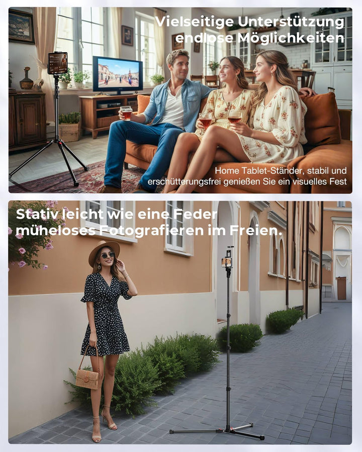 CAMBOFOTO Tablet stativ ständer,Höhenverstellbar bis 187cm Halter Stativ kompatibel mit iPhone/iPad/