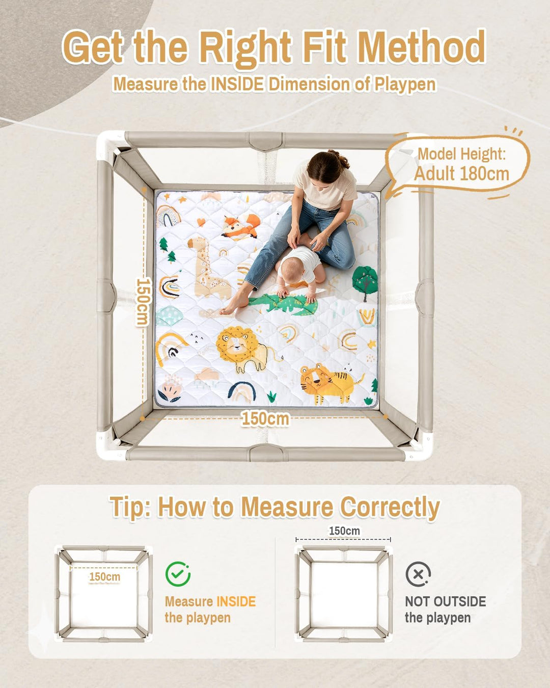 Weiche Spielmatte Baby 150x150cm, Trainingsmatte Für Säuglinge und Kleinkinder Mit Erhöhter Dicke, K