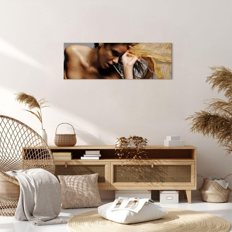 Panorama Bilder auf Leinwand Frau Pose Tanzen Leinwandbild mit Rahmen 90x30cm Wandbilder Dekoration