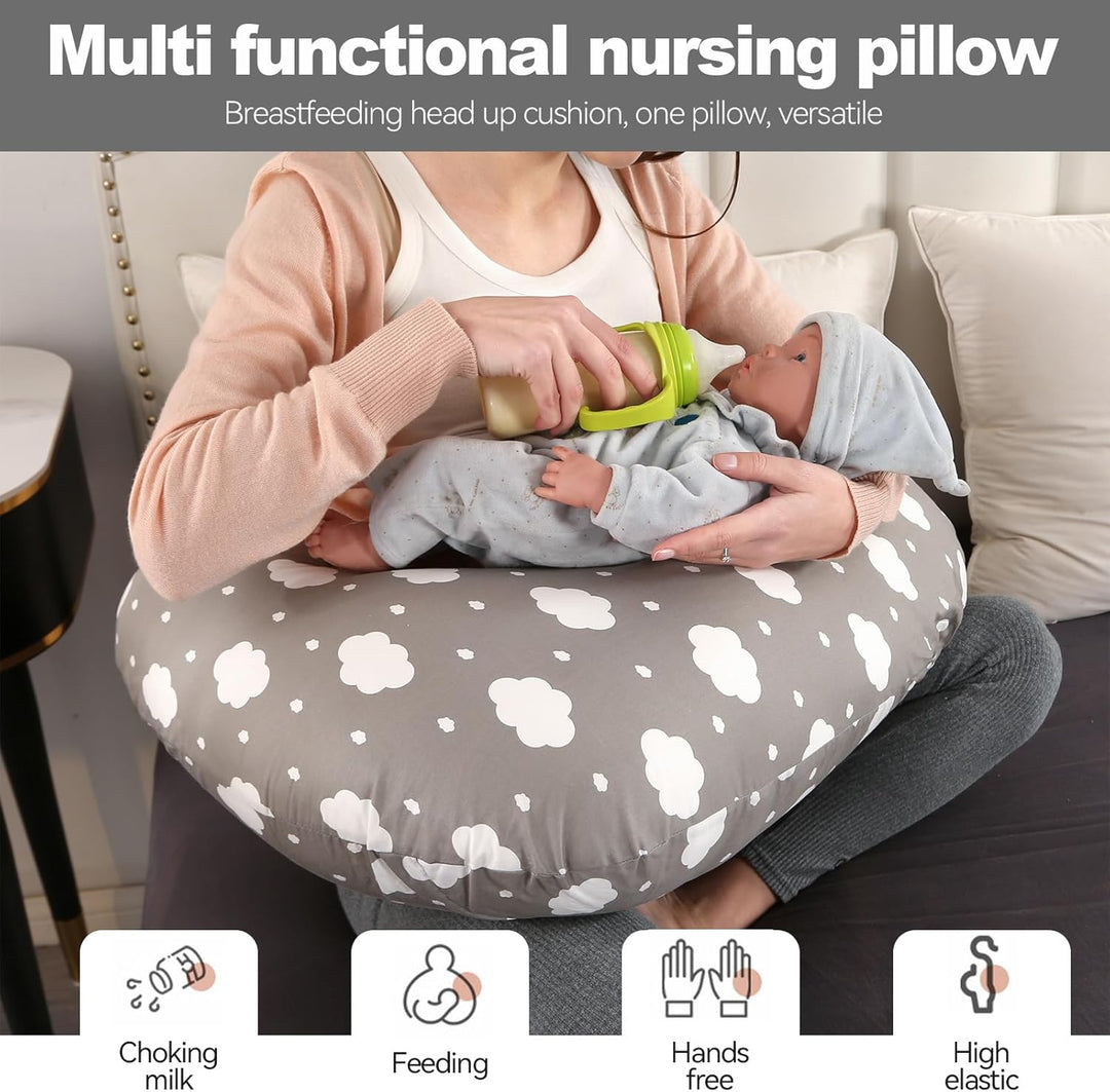 Stillkissen, Stillkissen Stützkissen für Mutter und Baby, Pregnancy Pillow mit 100% Baumwollbezug, V