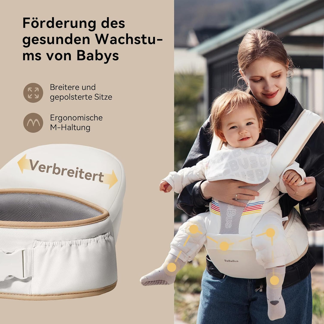 Babytrage mit Hüftkissen, 2-in-1 Verstellbar &amp; Abnehmbar, Atmungsaktiv &amp; Einfach zu Tragende Tragehi