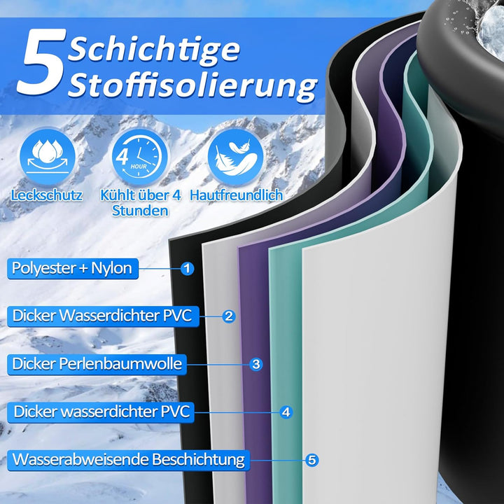 Eisbad Eisbaden Tonne 80 cm, Faltbare Badewanne 390L mit Abdeckung, Eistonne für Zuhause, Kältethera