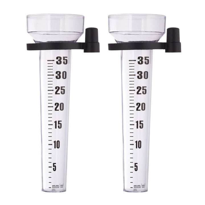 10 x Regenmesser im Set, mit Halter, Niederschlagsmesser Garten, grosse Anzeige 35 mm/m², Kunststoff