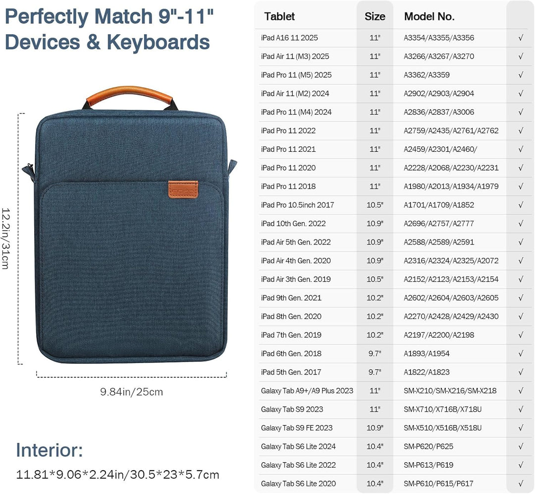 MoKo 9-11" Tablet Tasche Hülle, Tragetasche für iPad Pro 11 M2 2022-2018/iPad 10. 10,9 2022/iPad Air