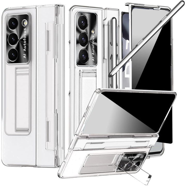 NINKI für Samsung Galaxy Z Fold 7 Hülle mit S Pen Scharnierschutz,Luxus Beschichtung Transparent Cov