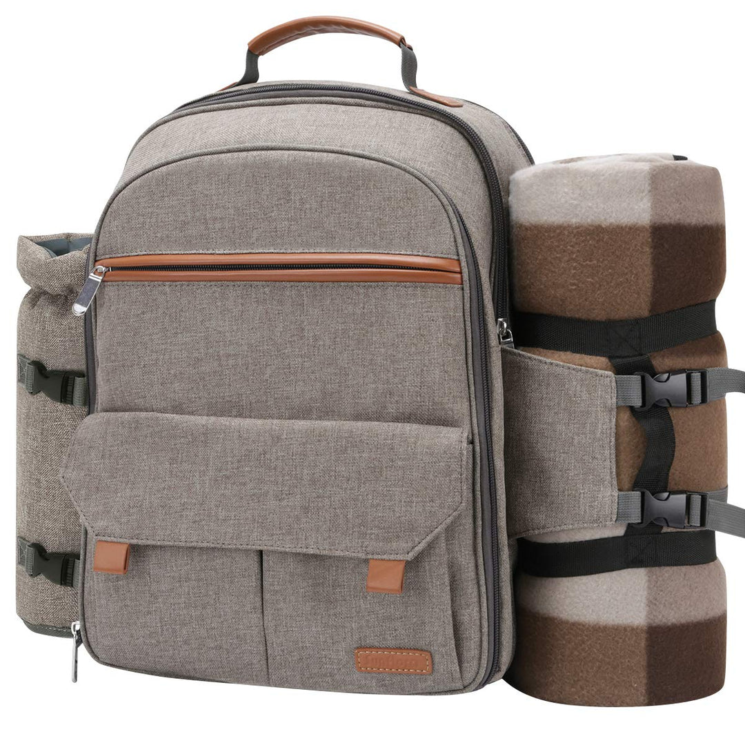 Sunflora Picknickrucksack 4 Personen Picknickset mit Isoliertem Kühlfach und Decke für Camping Outdo