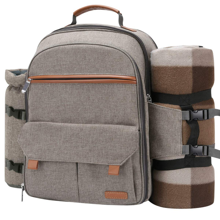 Sunflora Picknickrucksack 4 Personen Picknickset mit Isoliertem Kühlfach und Decke für Camping Outdo